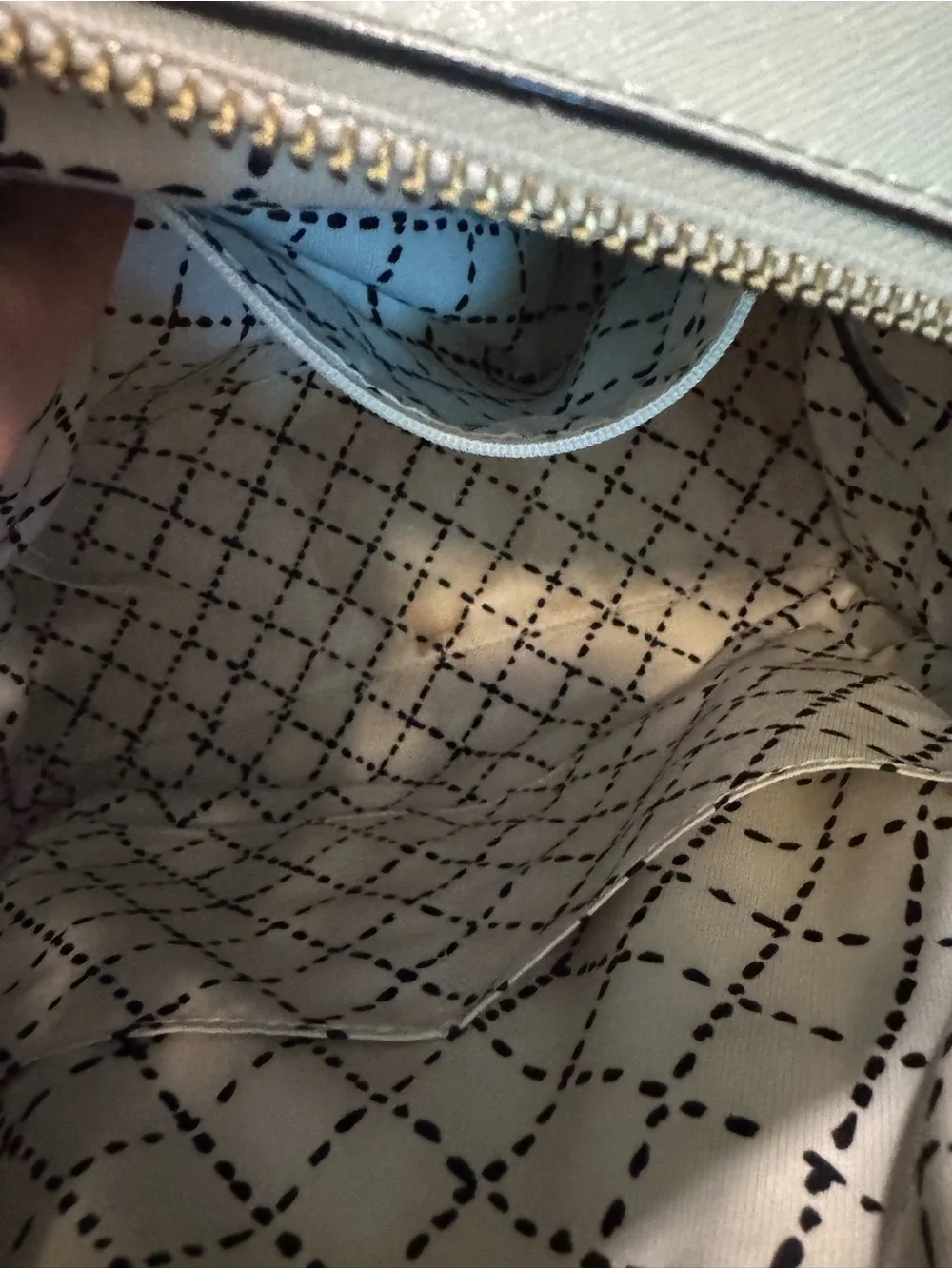 kate spade Light Gray Saffiano Dome Satchel with Crossbody Strap